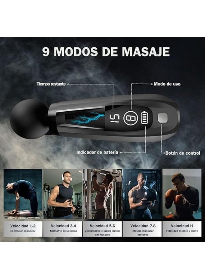 جهاز مساج وتدليك العضلات الاحترافي (Massage Gun)، مسدس تدليك الأنسجة العميقة لتخفيف الآلام والاستشفاء الرياضي مع سرعات ورؤوس متعددة - Image 5